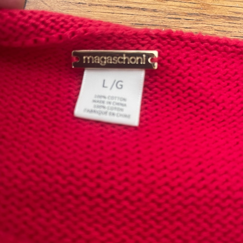 Magaschoni Red Knit Sleeveless Button Down Sweater Sz L - Picture 3 of 5